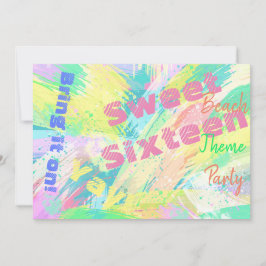 Sweet 16 Beach Theme Party Pastel Einladung