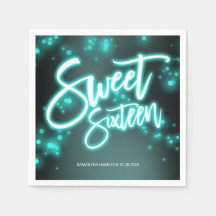 Sweet 16 Birthday Aquamarin Neon Glow Dunkles Part