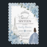 Sweet 16 Birthday Baby Blue Floral Paris Silver Einladung<br><div class="desc">Personalisieren Sie diese schöne süße 16 / quinceañera / Geburtstagseinladung mit eigener Formulierung einfach und schnell,  einfach drücken Sie die Schaltfläche Anpassen,  um den Stil und die Platzierung des Textes weiter zu ordnen und zu formatieren. Passende Artikel im Shop erhältlich! c) Das glückliche Cat Studio</div>