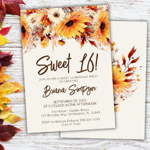 Sweet 16 Birthday Beige Fall Floral Einladung
