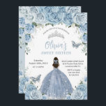 Sweet 16 Birthday Blue Floral Silver Butterfly Einladung<br><div class="desc">Personalisieren Sie diese schöne,  süße 16-Geburtstagseinladung mit eigener Formulierung einfach und schnell,  drücken Sie einfach die Schaltfläche Anpassen,  um den Stil und die Platzierung des Textes weiter zu ordnen und zu formatieren. Passende Artikel im Shop erhältlich! c) Das glückliche Cat Studio</div>