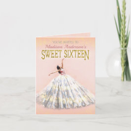 Sweet 16 Birthday Blush Pink Gold Aquarellkleid Einladung
