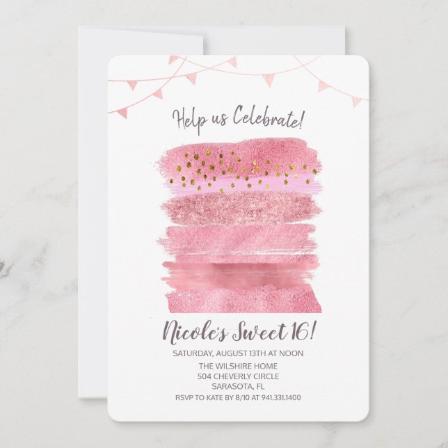 Sweet 16 Birthday Cake Einladung (Vorderseite)