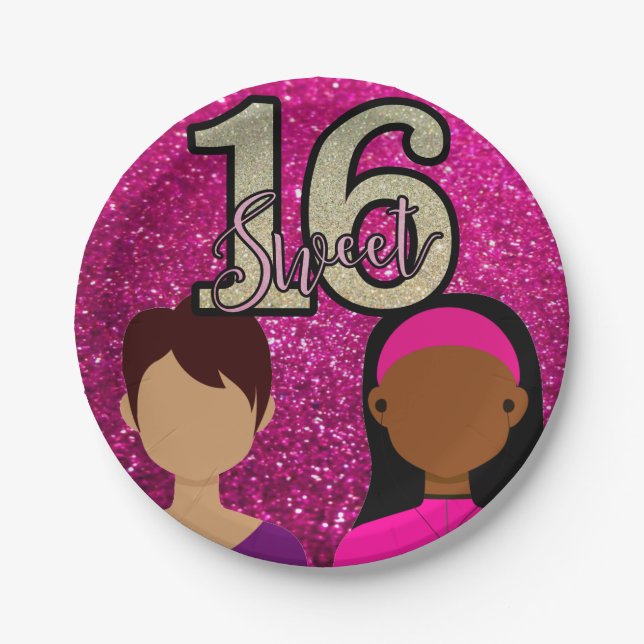 Sweet 16 Birthday Cake Pink Paper Teller (Vorderseite)