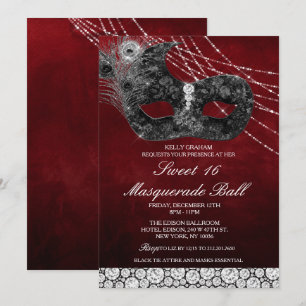 Sweet 16 Birthday Diamond Maske Einladung