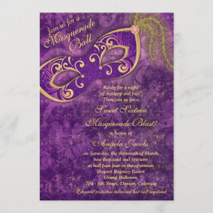 Sweet 16 Birthday Einladung   Masquerade Lila