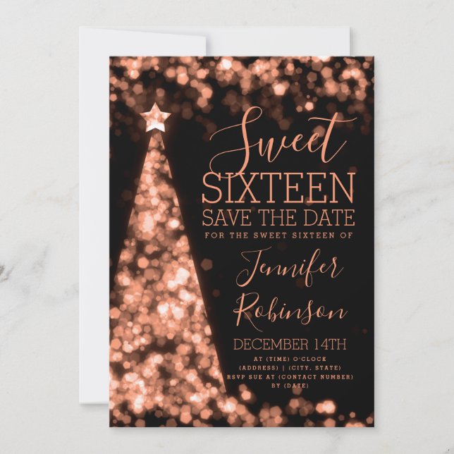 Sweet 16 Birthday Einladung Rose Gold Weihnachten (Vorderseite)