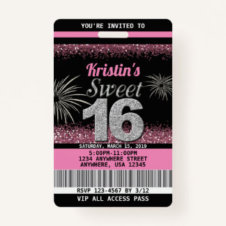 Sweet 16 Birthday Einladungen in Rosa Ausweis