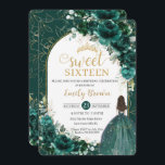Sweet 16 Birthday Emerald Green Floral Princess Einladung<br><div class="desc">Personalisieren Sie diese schöne Sweet 16 / quinceañera / Geburtstagseinladung mit eigener Formulierung einfach und schnell,  einfach drücken Sie die Schaltfläche Anpassen,  um den Stil und die Platzierung des Textes weiter zu ordnen und zu formatieren. Passende Artikel im Shop erhältlich! c) Das glückliche Cat Studio</div>