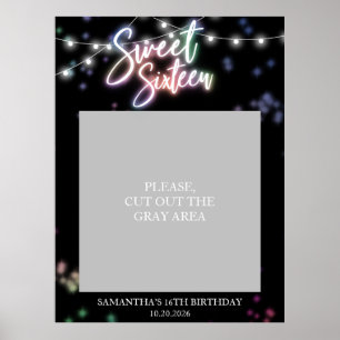 Sweet 16 Birthday Farbenfrohe Neon Glow Dunkles Pa Poster