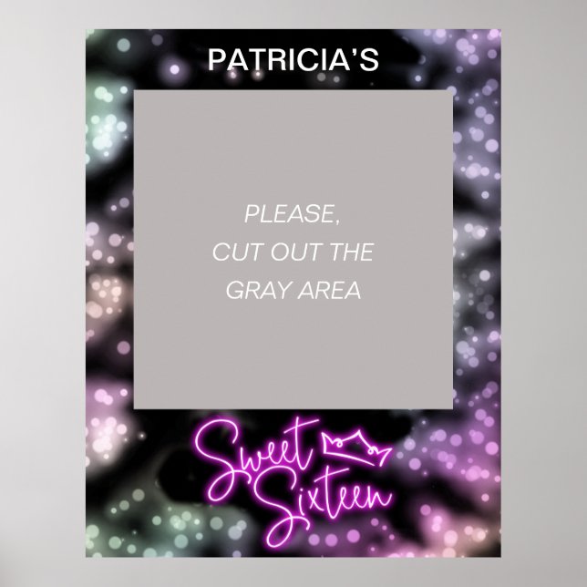Sweet 16 Birthday Farbenfrohe Neon Glow Dunkles Pa Poster (Vorne)