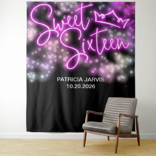 Sweet 16 Birthday Farbige Neon Glow Backdrops Wandteppich