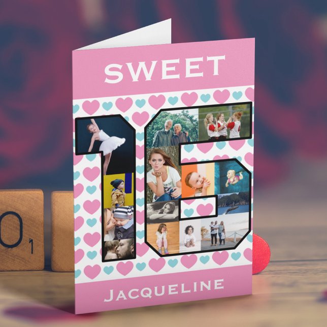 Sweet 16 Birthday Foto Card Karte (Von Creator hochgeladen)