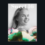 ** Sweet 16 Birthday Foto Green PinK Mint AP29 Einladungspostkarte<br><div class="desc">(Suche nach ähnlichen Designs auf verschiedenen Produkten in AP29) (Dieses Design kann leicht an JEDES Alter oder EVENT angepasst werden) Erfahren Sie, wenn Sie Hilfe benötigen. *~* Energienachere Postkarte. Ändern / Bearbeiten Sie den Text und das FOTO des süßen 16 Geburtstagskarls. Abstrakte Künstlerische Girly Chic SWEET 16 Save the Date...</div>