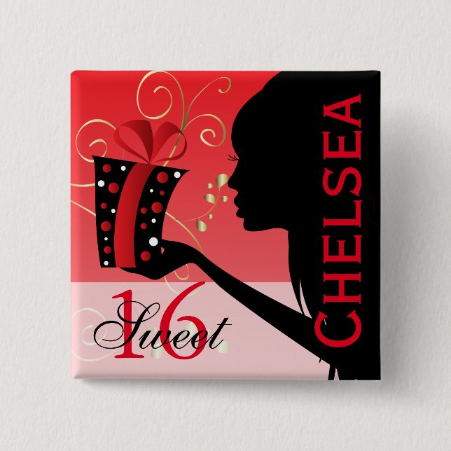Sweet 16 Birthday Girl Button (Vorderseite)