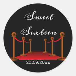 Sweet 16 Birthday Hollywood Red Tepet Runder Aufkleber