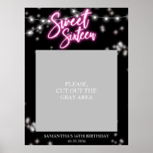 Sweet 16 Birthday Hot Pink Neon Dunkles Party