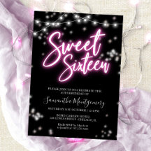 Sweet 16 Birthday Hot Pink Neon Themed Party