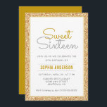 Sweet 16 Birthday Imitate Gold Glitzer Einladung<br><div class="desc">Dieses schlichte,  aber elegante 16. Geburtstagsfest lädt mit einem vergoldeten Glitzer-Rahmen in Imitat und einem modernen Script-Schriftart zum Verweilen ein. Benutzerdefinierter Text erlaubt es Ihnen,  Ihre Einladungsdetails hinzuzufügen.</div>