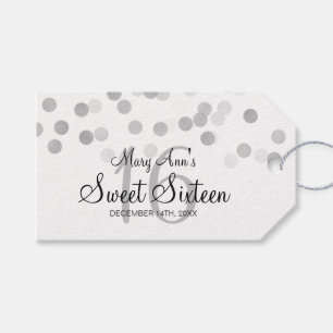 Sweet 16 Birthday Imitate Silver Foil Glitzer Ligh Geschenkanhänger