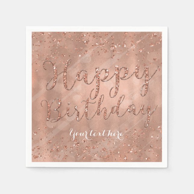 Sweet 16 Birthday Imitats Rose Gold Glitzer Party Serviette (Vorderseite)