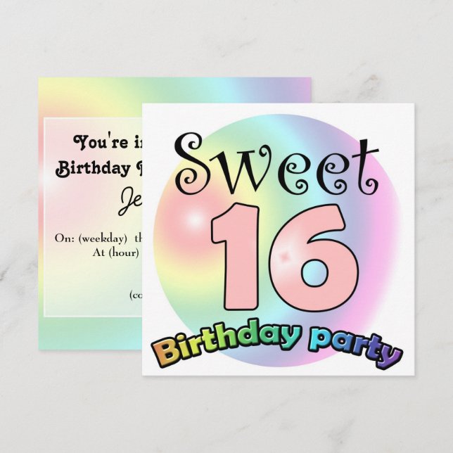 Sweet 16 birthday invitation Custom Einladung (Vorne/Hinten)