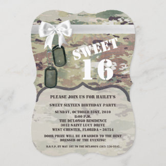 Sweet 16 Birthday Invite Army OCP Camouflage Unifo Einladung