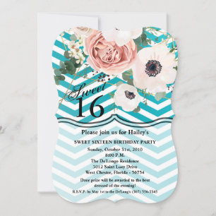 Sweet 16 Birthday Invite Geometric Rose Zickzack T Einladung