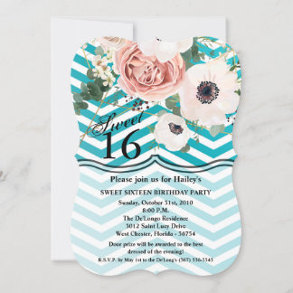 Sweet 16 Birthday Invite Geometric Rose Zickzack T Einladung