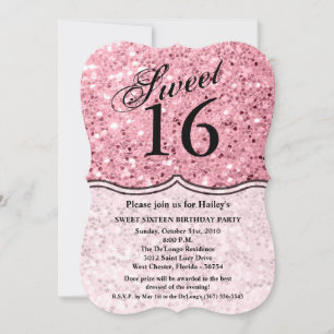 Sweet 16 Birthday Invite Rose Gold Glitzer Einladung
