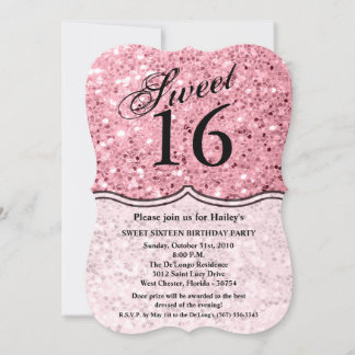 Sweet 16 Birthday Invite Rose Gold Glitzer Einladung