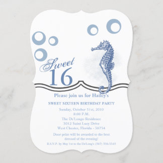 Sweet 16 Birthday Invite Seepferd Ocean Beach Einladung