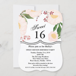 Sweet 16 Birthday Invite White Floral Blume auf W Einladung