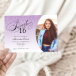 Sweet 16 Birthday Light Lila Glitzer Glam Foto Einladung<br><div class="desc">Diese trendige Glitzer Geburtstagsfeier lädt Sie mit einer eleganten Typografie und Ihrem LieblingsFoto ein. Fügen Sie den benutzerdefinierten Text mithilfe des Vorlagenformulars hinzu. Zusätzliche Optionen für Text und Layout sind verfügbar,  wenn Sie weitere Anpassungen vornehmen möchten.</div>