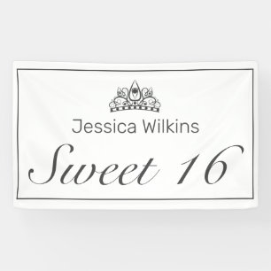 Sweet 16 Birthday Modernes Minimalistisches Schwar Banner