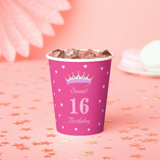 Sweet 16 Birthday on Pink Pappbecher (Insitu)