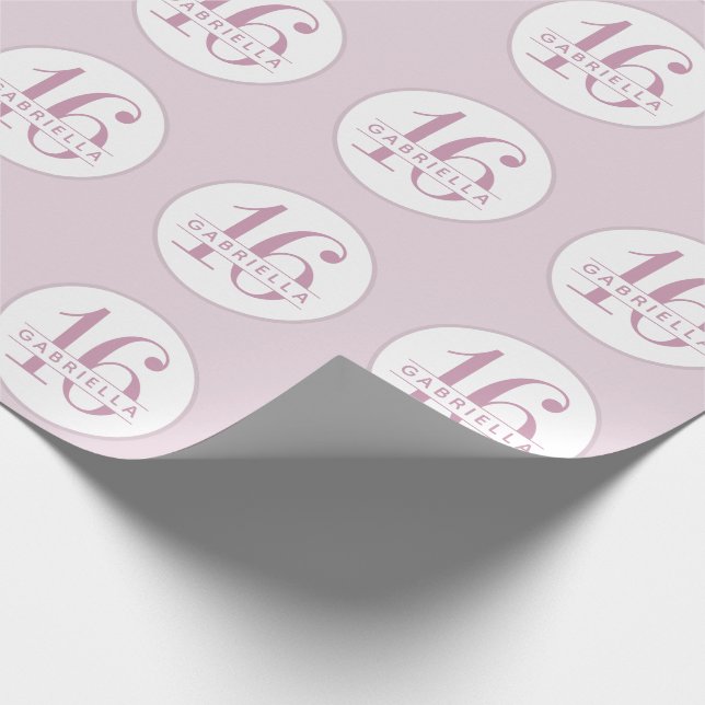 Sweet 16 Birthday Orchid Lila Personalisiert Geschenkpapier (Ecke)