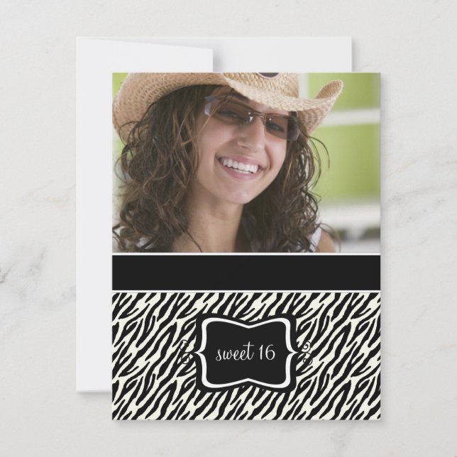 Sweet 16 Birthday Party Einladungen {Zebra Print} (Vorderseite)