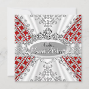 Sweet 16 Birthday Princess Red Diamonds laden ein Einladung