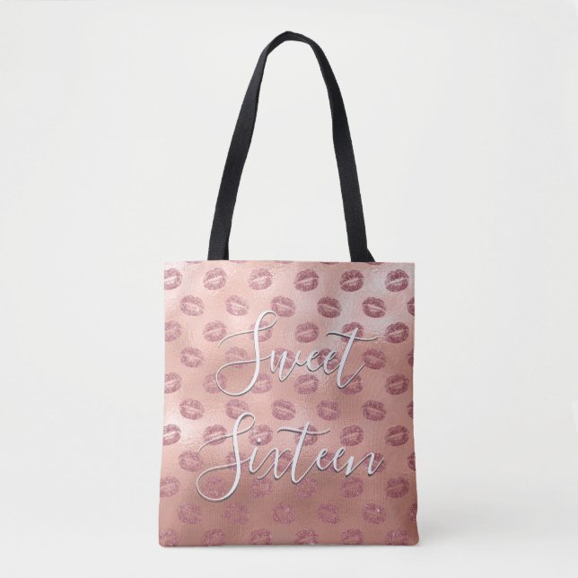 Sweet 16 Birthday Rose Gold Blush Pink Lips Tasche (Vorderseite)