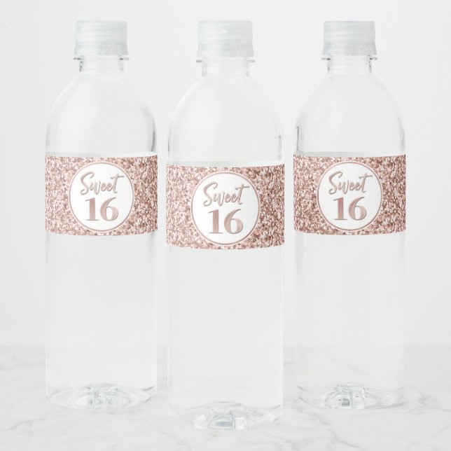 Sweet 16 Birthday Rose Gold Glitzer (Flaschen)