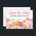 Sweet 16 Birthday Tropical Hawaiian Watercolor Save The Date<br><div class="desc">Save the Date Karte mit tropisch hawaiianischem Luau Thema. Die Karte ist beiderseits mit hübschen Aquarellbildern dekoriert. Palmen, tropische Früchte, Kokospalmen und tropische Blume. Der Beispieltext auf der Rückseite lautet "Bitte Save the Date für "[deines Namens] süße 16 Geburtstagsparty", die Sie nach Belieben bearbeiten können. Das Datum erscheint auf der...</div>