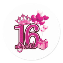 Sweet 16 Birthday White Stickers