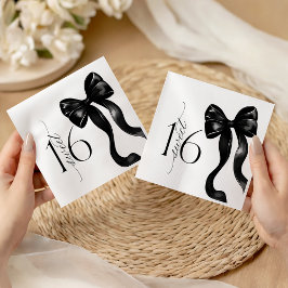 Sweet 16 Black Bow Party Napkins Serviette