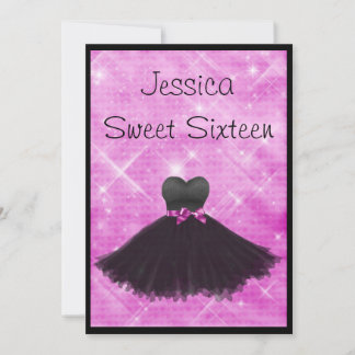 Sweet 16 Black Dress Pink Silver Glitzer 3 Einladung