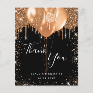 Sweet 16 Black Gold Glitzer Danke Budget Flyer