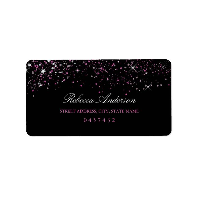 Sweet 16 Black Rose Parties scintillant Étiquettes (Devant)