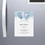 Sweet 16 blaue Ballons Glitzer Tropfen Luxus Magneteinladung<br><div class="desc">Ein weißer Hintergrund. Dekoriert mit hellblauen Imitate Glitzer Tropfen,  Farbe Tropflook und Ballons. Personalisieren und einen Namen und Party Details.</div>