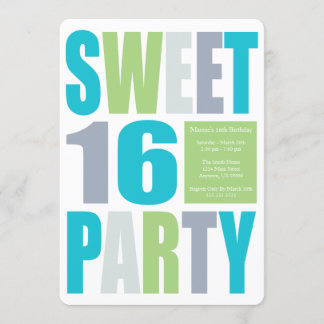Sweet 16 Block Letter Birthday Party Einladungen
