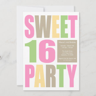 Sweet 16 Block Letter Birthday Party Einladungen